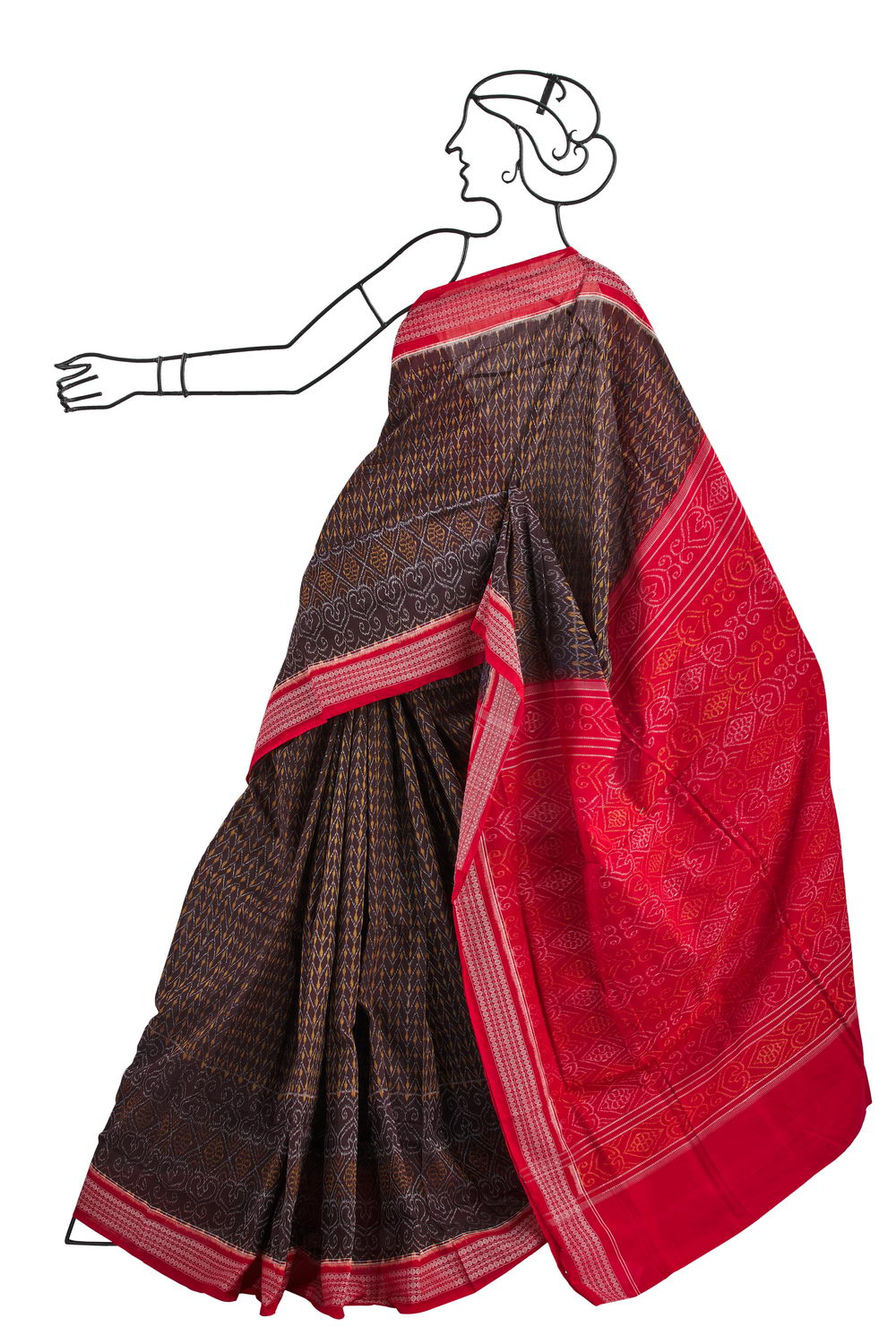 Buy NUAPATANALOOM Odisha Sambalpuri Handloom Ikat Women's Cotton Saree,  Odisha Handloom Handmade Pure Cotton Khandua Saree, Ikkat Orissa  Traditional Handloom Saree Without Blouse (Black,Brown, NPTL 1257) at  Amazon.in